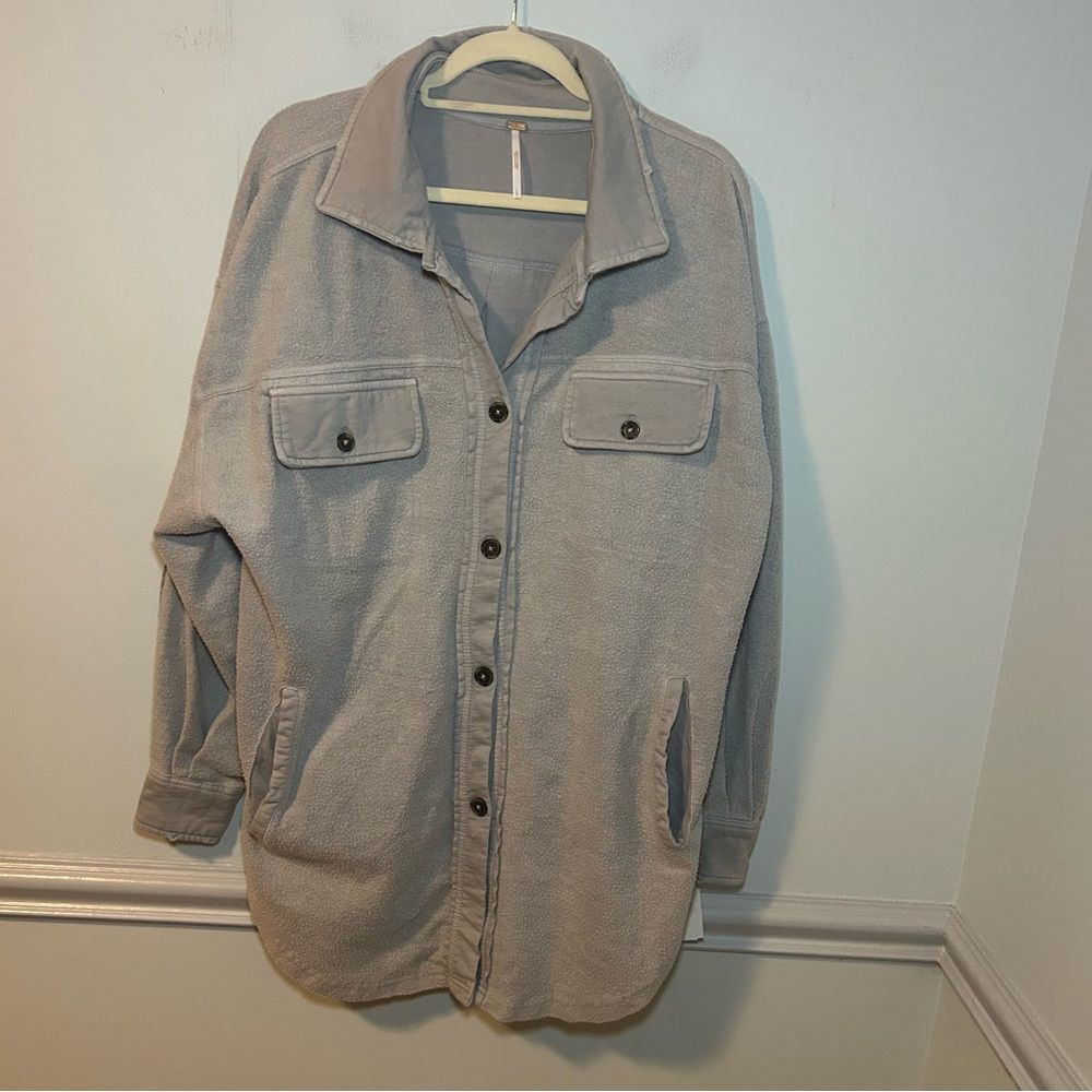 Free People Stone Gray Button-Up Ruby Jacket Size Large